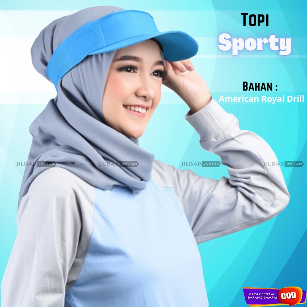 Topi Sporty Olah Raga Hijab Muslimah Jogging Senam Sepeda Lari Tenis