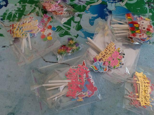 Ti-0102-c Topper Tulisan Cake Kue Tart Happy Birthday Doraemon Rainbow