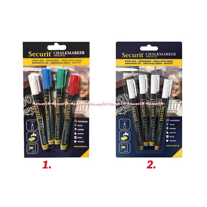 

dzw3364 Securit Chalk Marker Spidol Untuk Blackboard Spidol Lukis 4 Set