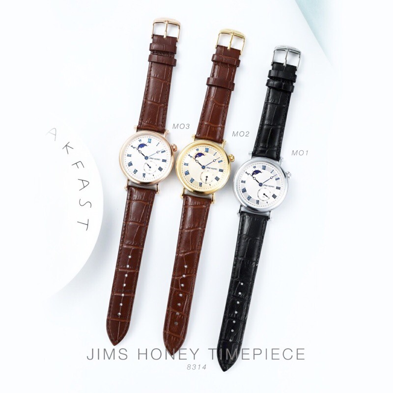 Jam Tangan Analog Branded Jimshoney 8314 Original Watch Unisex / Jam Tangan Mewah bahan Kulit Klasik