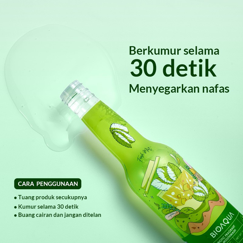 ✨ AKU MURAH ✨ Bioaqua Refreshing Mouthwash FRESH MINT 330ml - BOTOL