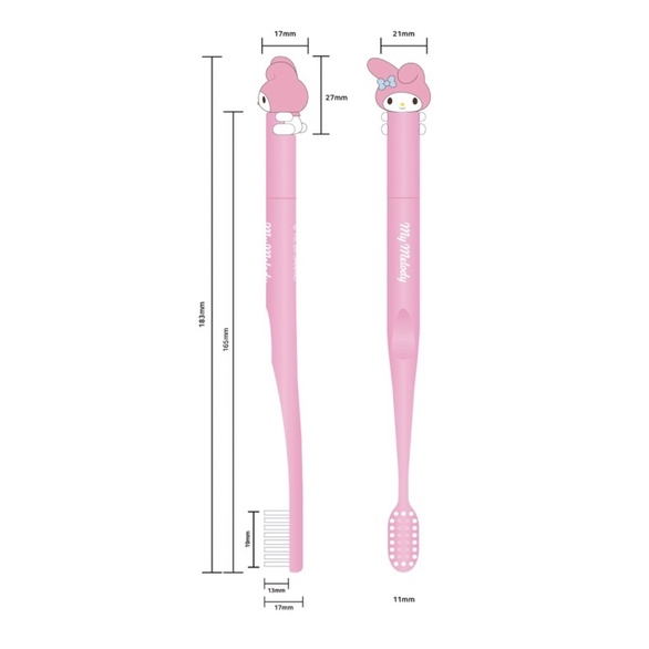 HELLO KITTY &amp; MY MELODY - Kids Figure Toothbrush &amp; Magnetic Holder