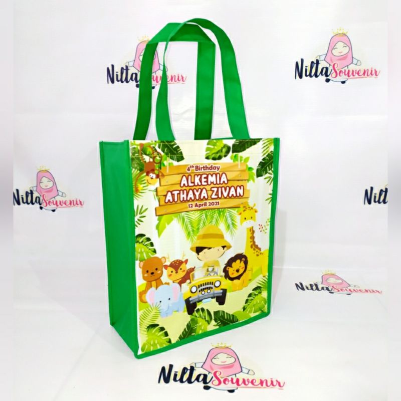 tas souvenir ulang tahun anak murah gambar animal jungle zoo terbaru