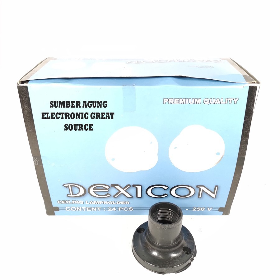 Fiting Plafon Dexicon Hitam Bulat Biasa Murah Grosir Partai 3A 250V Te