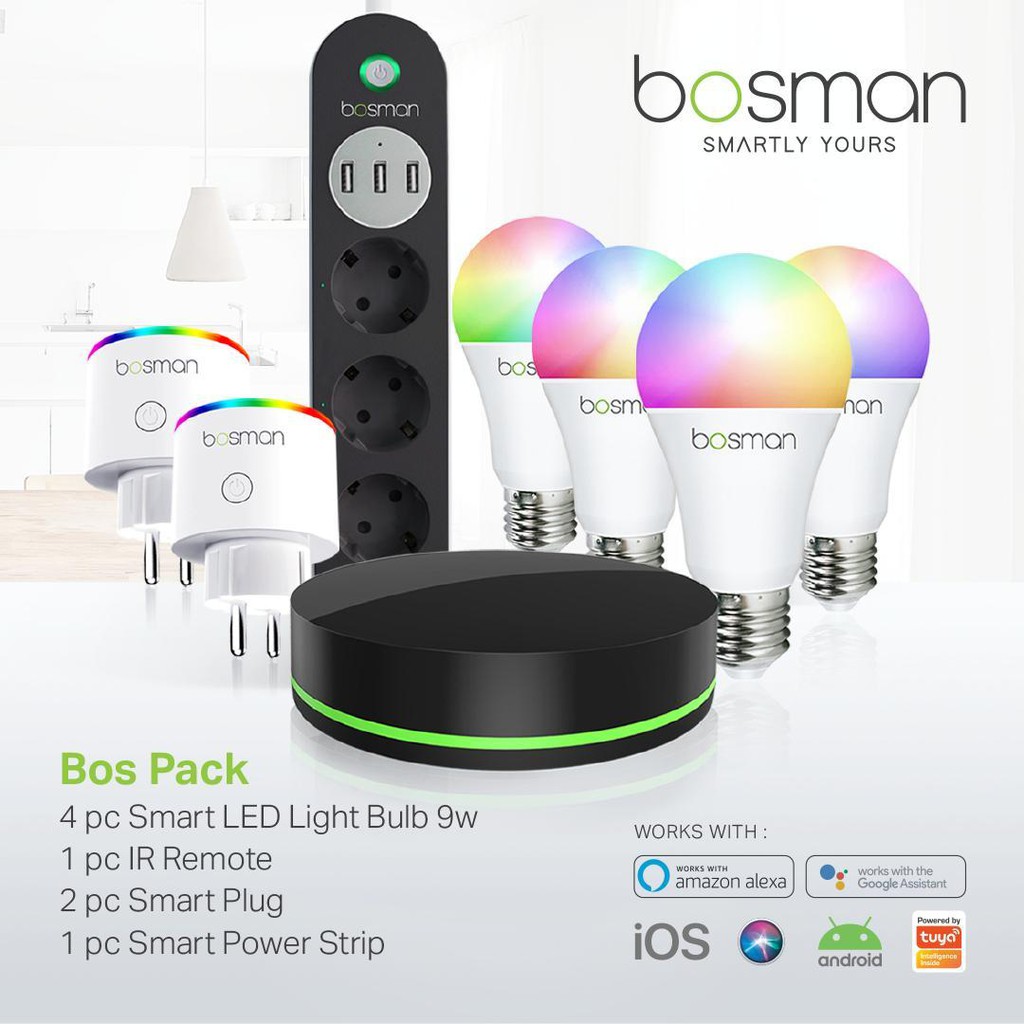 Bosman Bos Pack - Bohlam | IR Remote | Colokan | Smart Home