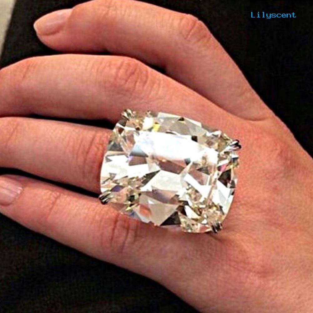 Ls Cincin Kawin / Tunangan Cubic Zirconia Persegi Besar Mewah Untuk Wanita