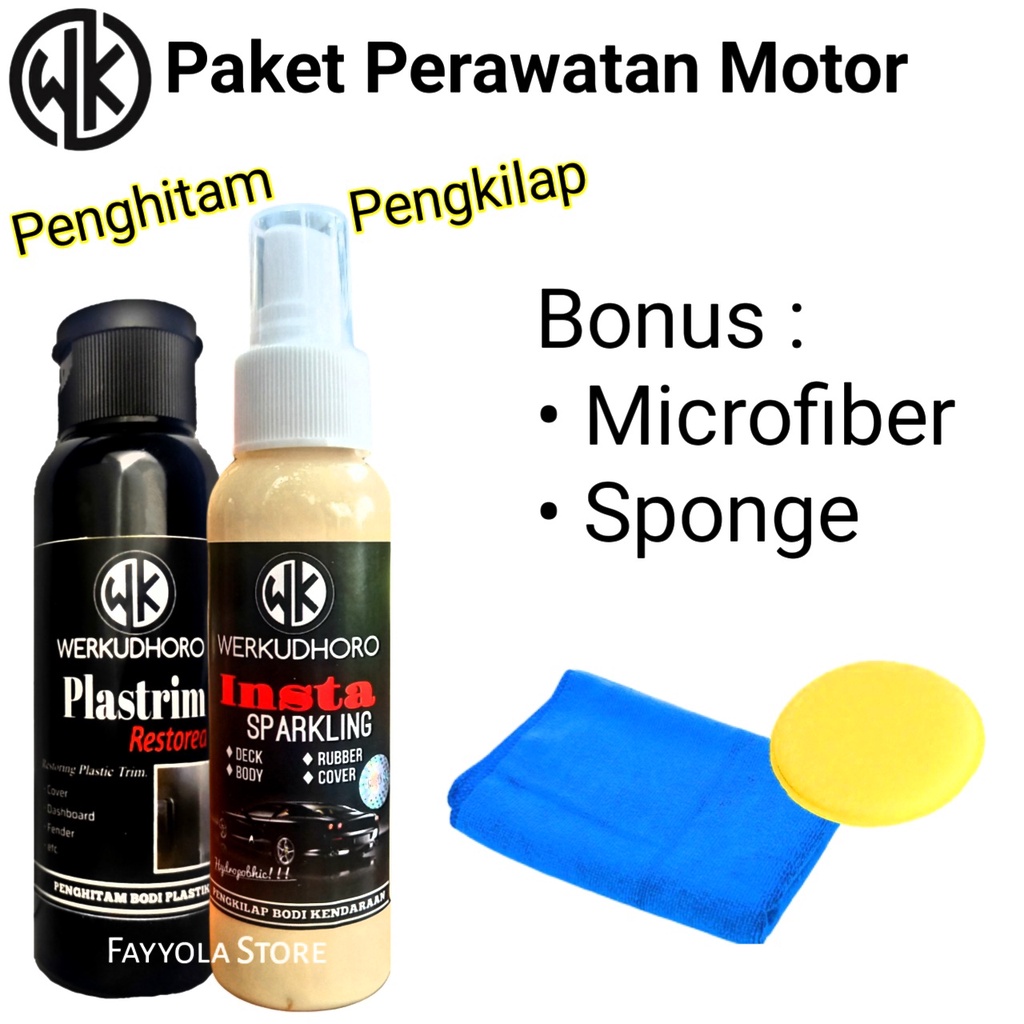 Paket Perawatan Motor WK lengkap / Pengkilap Body Motor / Penghitam Body Motor Permanen / Pengkilap Ban / Semir Ban / Penghitam Dasboard / Pengkilap Motor Doff &amp; Gloss