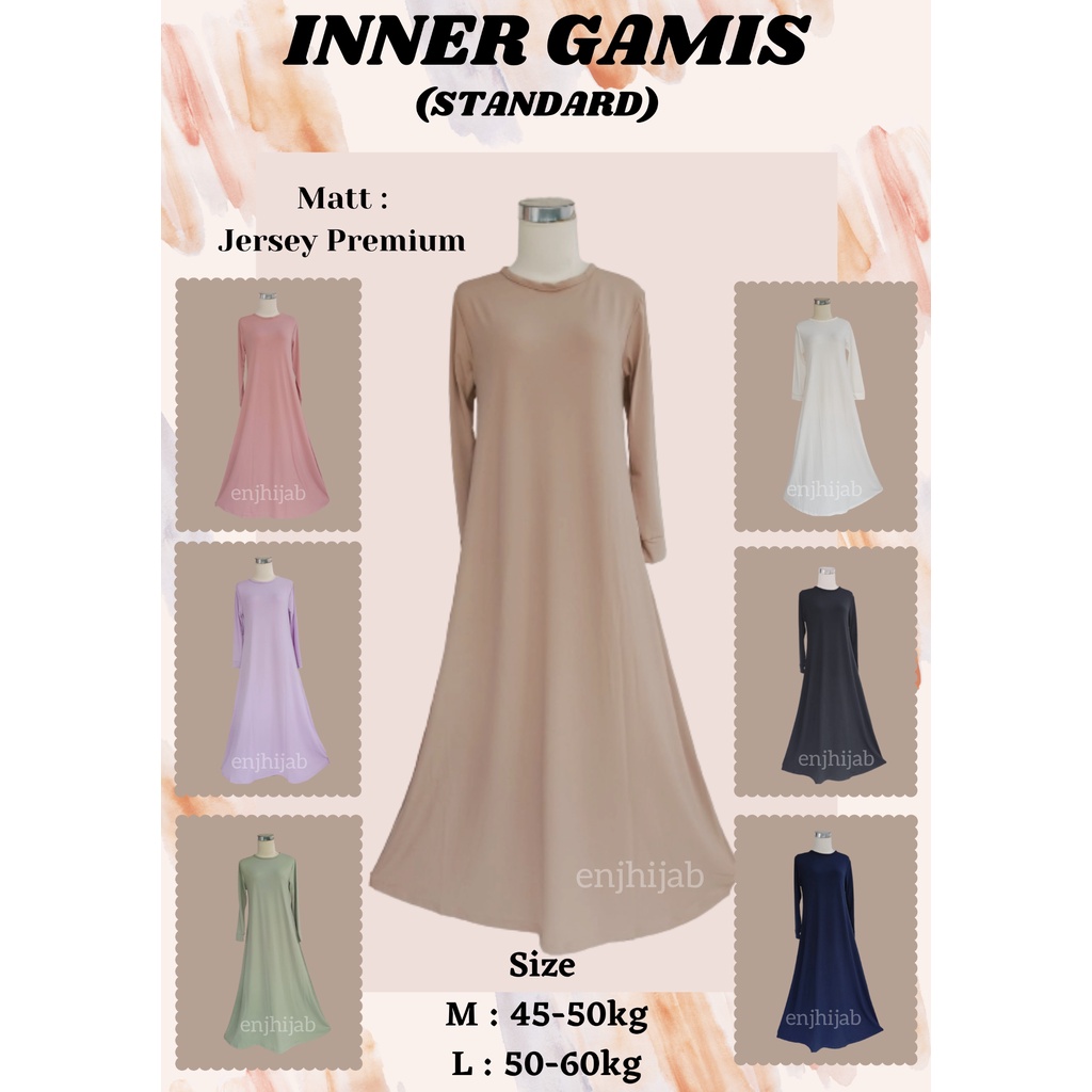 Mangset Gamis Daleman Jersey Polos Super Pakaian Muslimah Bawah Sedang