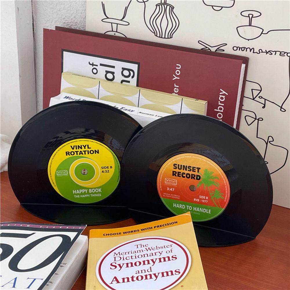 Mxbeauty Vinyl Bookends CD Kreatif LP Berbentuk Non Slip Dekoratif Vintage Book Support