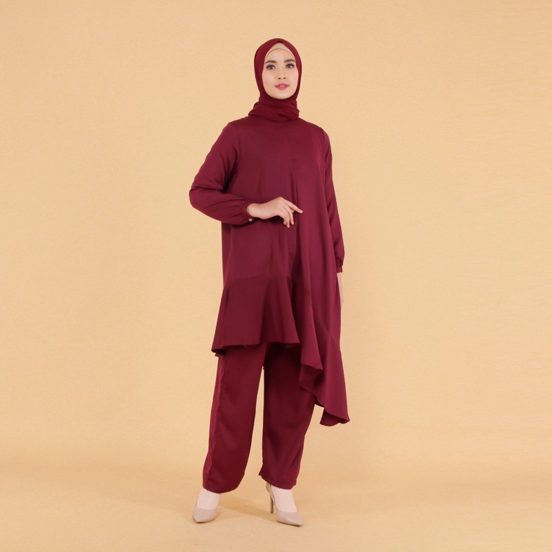 Tunik / homey set / piyama set / baju set polos / Pretty Set by ROOŚ - Maroon