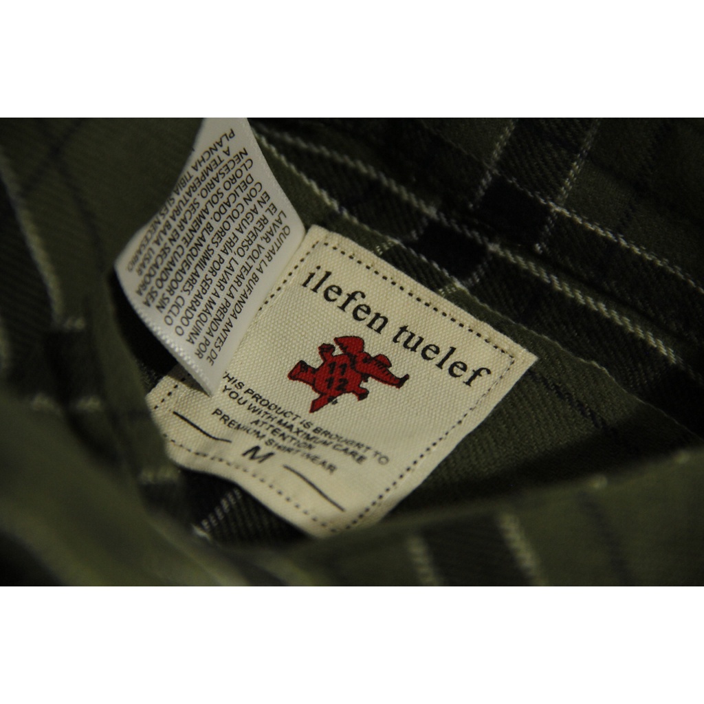 COD Kemeja Flanel Unisex Lengan Panjang Slimfit | Ilefen Tuelef Army Green 100% Original Brand