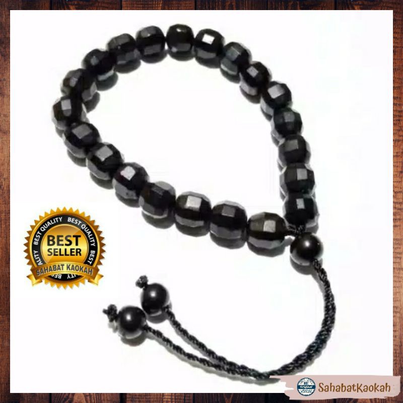 Gelang Tangan Tasbih Kayu Kokka Kaukah Model Kristal Diamond Hitam