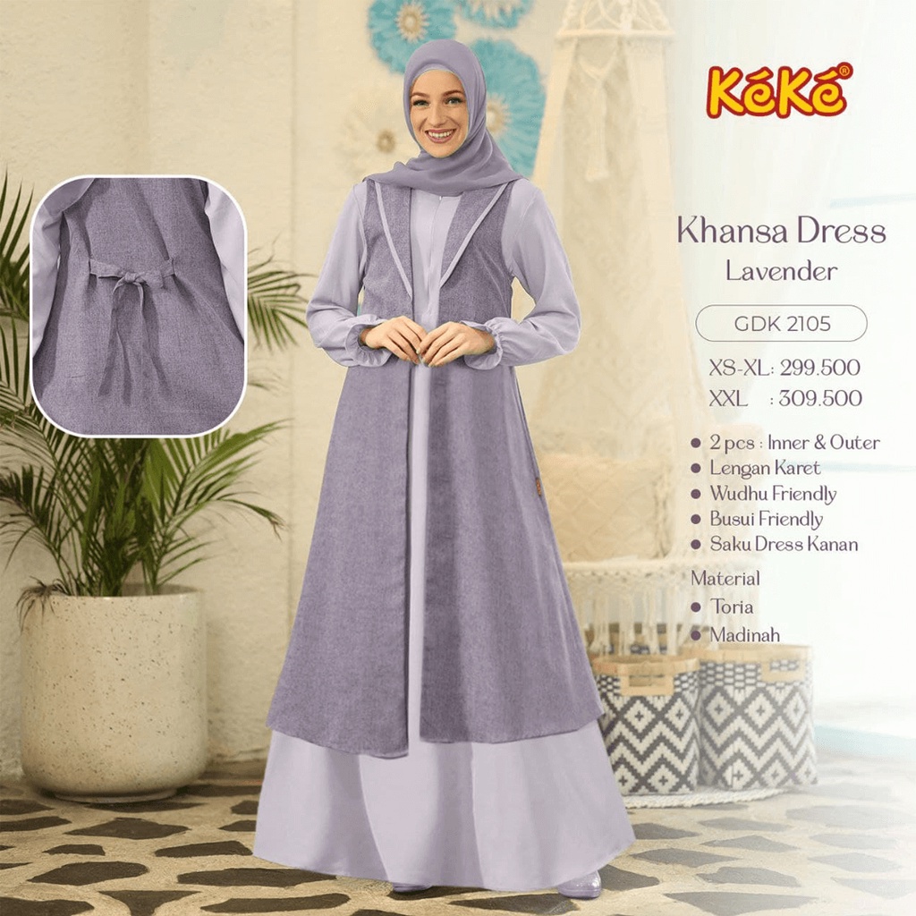Gamis KEKE Terbaru KHANZA DRESS GDK 2105 Bahan Adem