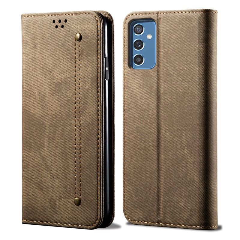 Flip Case Dompet Kulit Tekstur Denim Cover Samsung Galaxy M52 5G