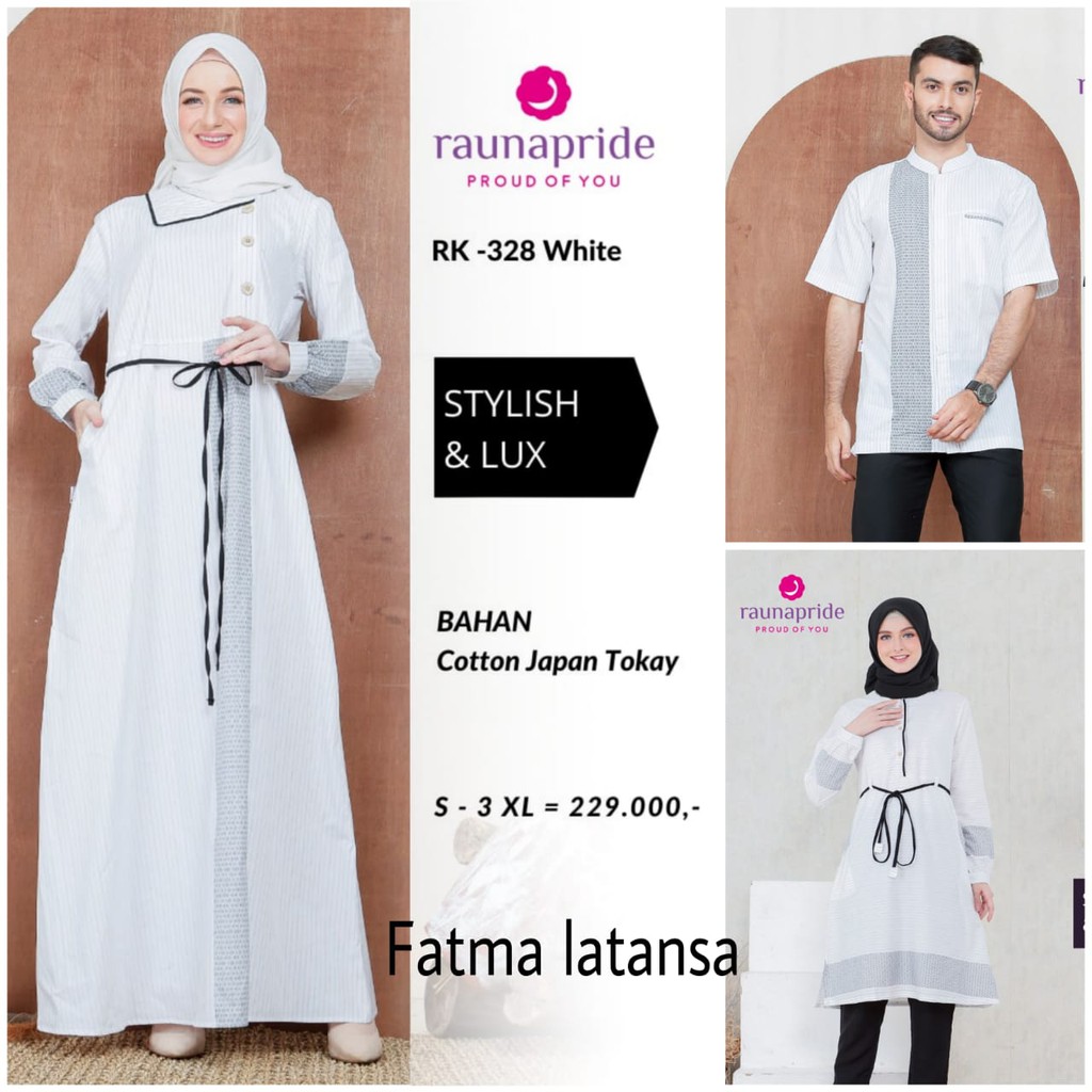 Baju couple rauna rk kk 328 / tc 08 / baju putih / gamis dan koko / tunik wanita / atasan