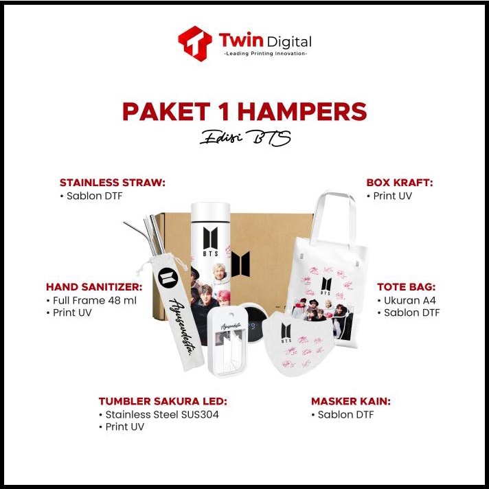 

Paket Hampers Kpop - Custom Bts Free Box