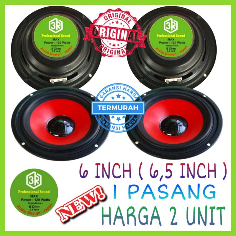 Promo 2 Pcs Speaker 3R Red Series 6 Inch Component Audio Max 120 Watt