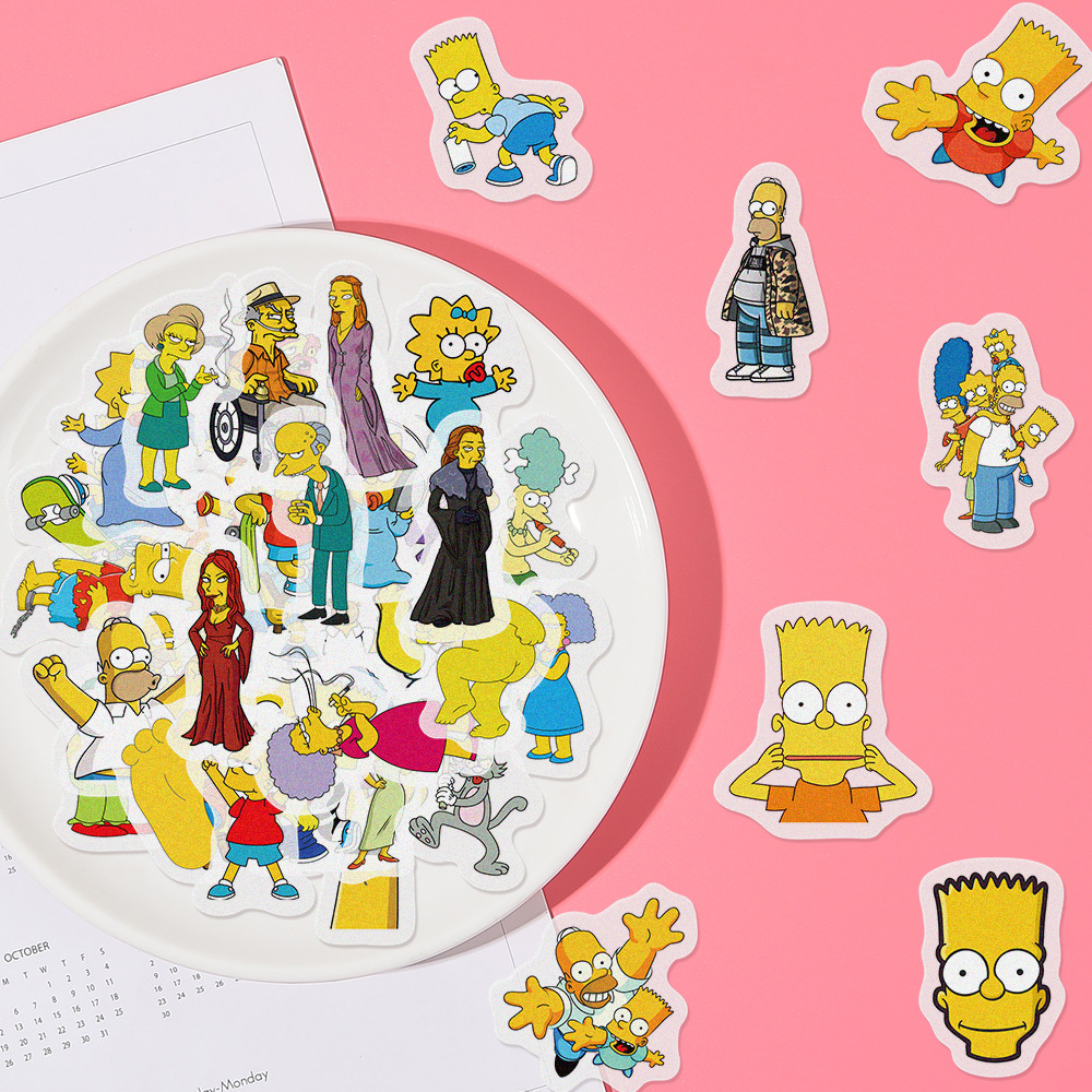 40 anime Simpsons cartoon and paper hand account sticker pack diy decoration diary book album hand account sticker