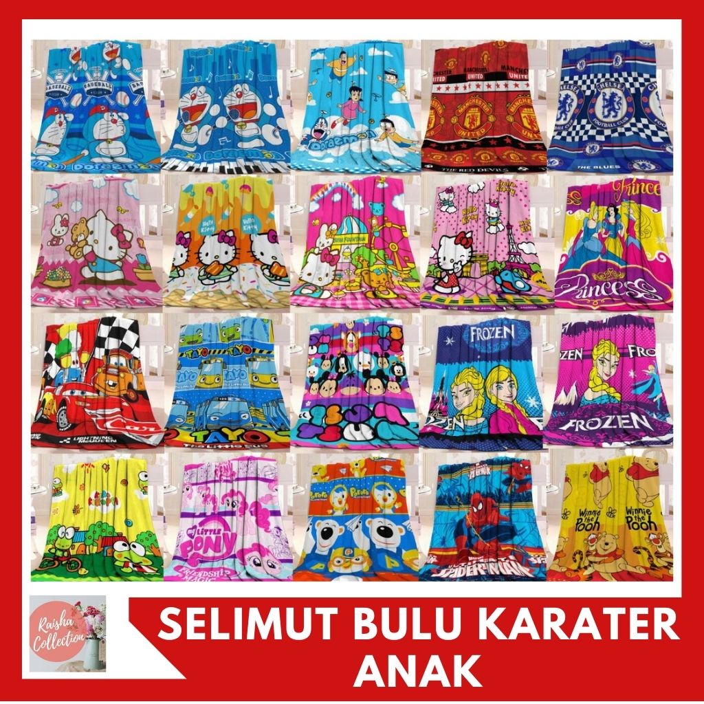 RC Selimut Bulu Karakter anak Ukuran 120x175cm