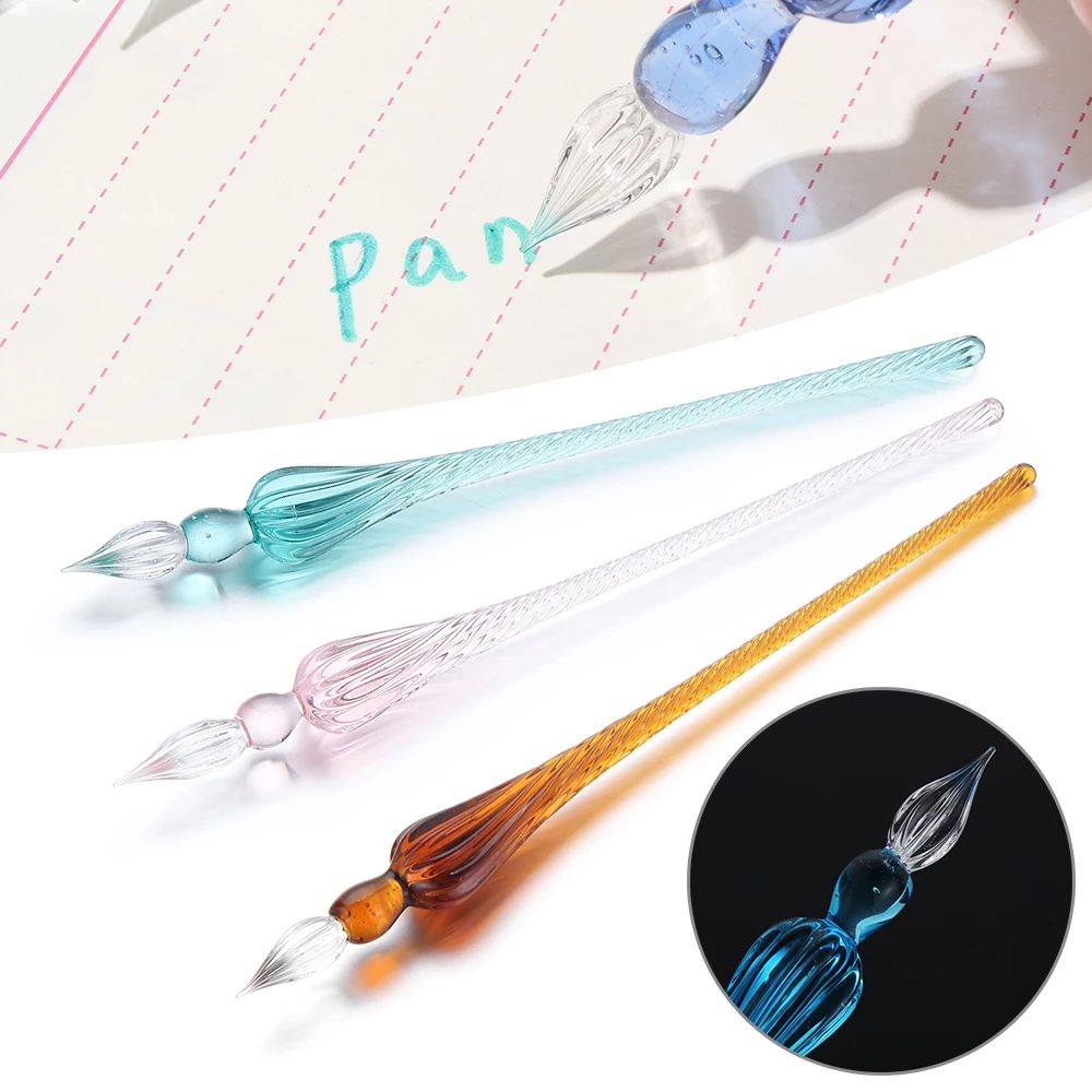 LANFY School Supplies Fountain Pens Writing Supplies Crystal Glass Dip Pen Filling Ink Art Painting Calligraphy Signature Stationery Vintage Dipping Pen/Multicolor