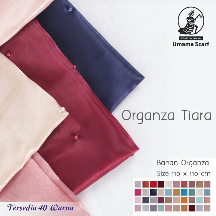 Grosir 10 Pcs Hijab Segi Empat Organza Tiara Motif Polos Bahan Organza - By Umama