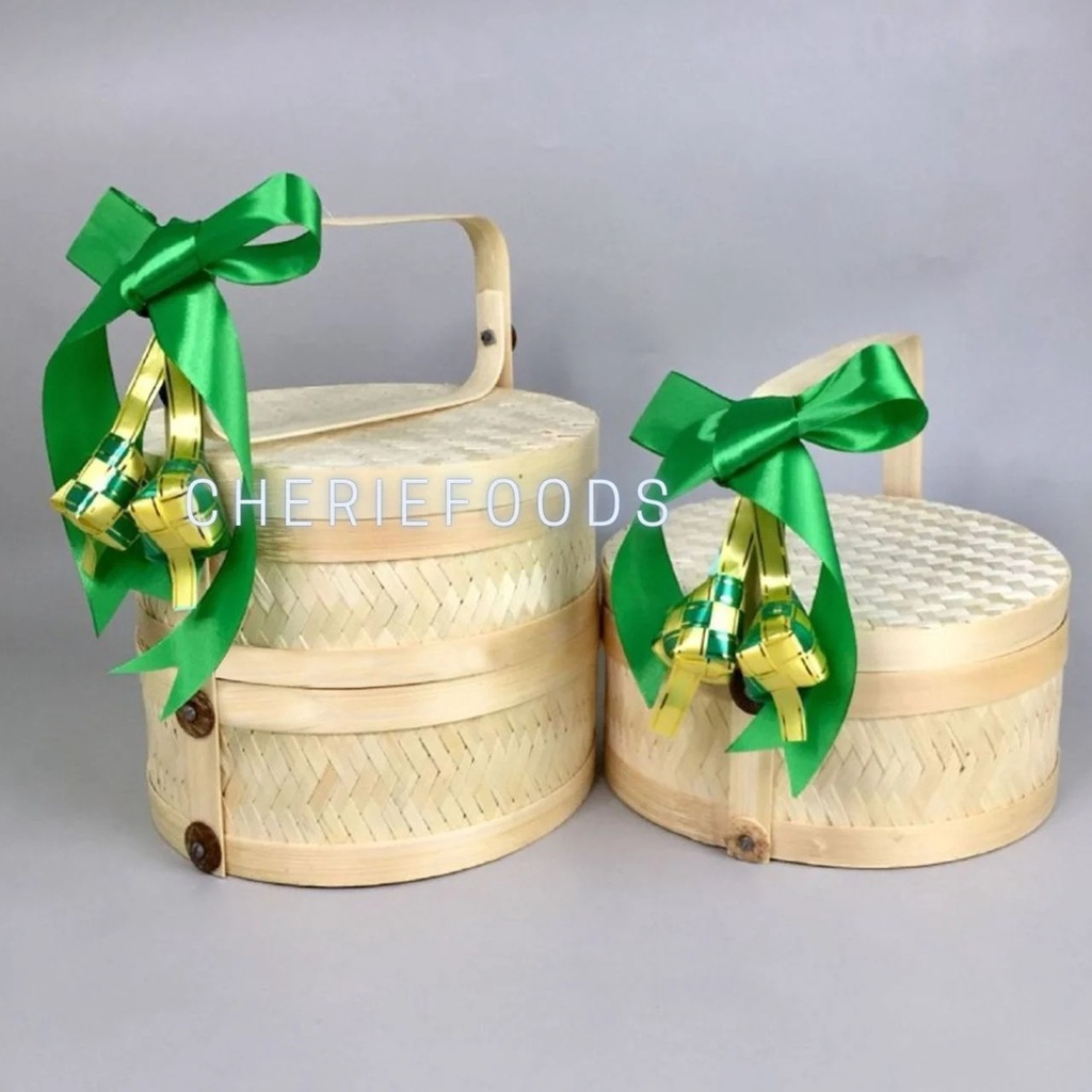 

Rantang Bambu Hias Lebaran 25cm / Rantang Bulat ketupat
