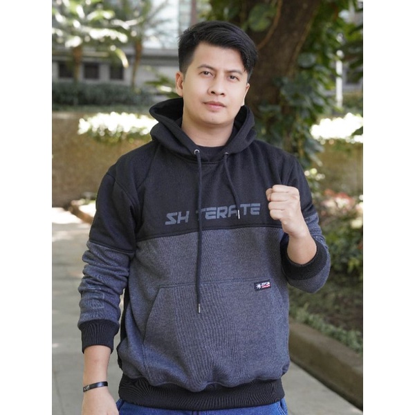 Hoodie Long SH Terate - Black Dark Grey