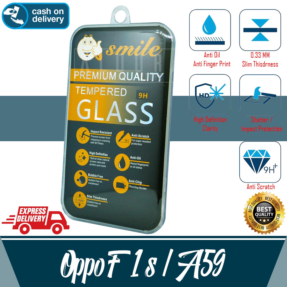 Tempered Glass Bening Oppo F1S / A59 Anti Gores Kaca Smile