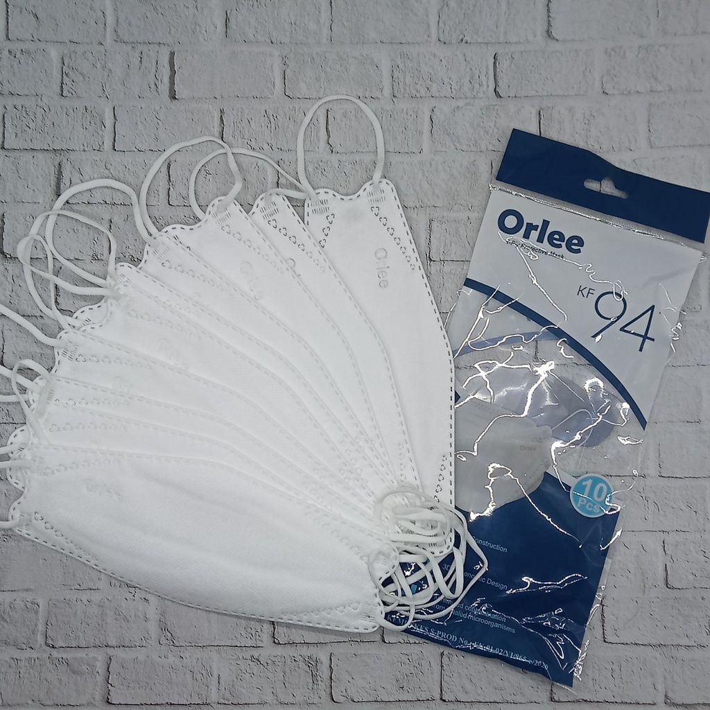 MASKER KF94 ORLEE/OB TALI WARNA RANDOM 4PLY EARLOOP ISI 10PCS PACK ORIGINAL HITAM/ABU/PUTIH/ORANGE
