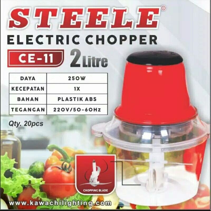 Electric Chopper Steele CE-11 2 Liter / Penggiling Bumbu kering basah sayur