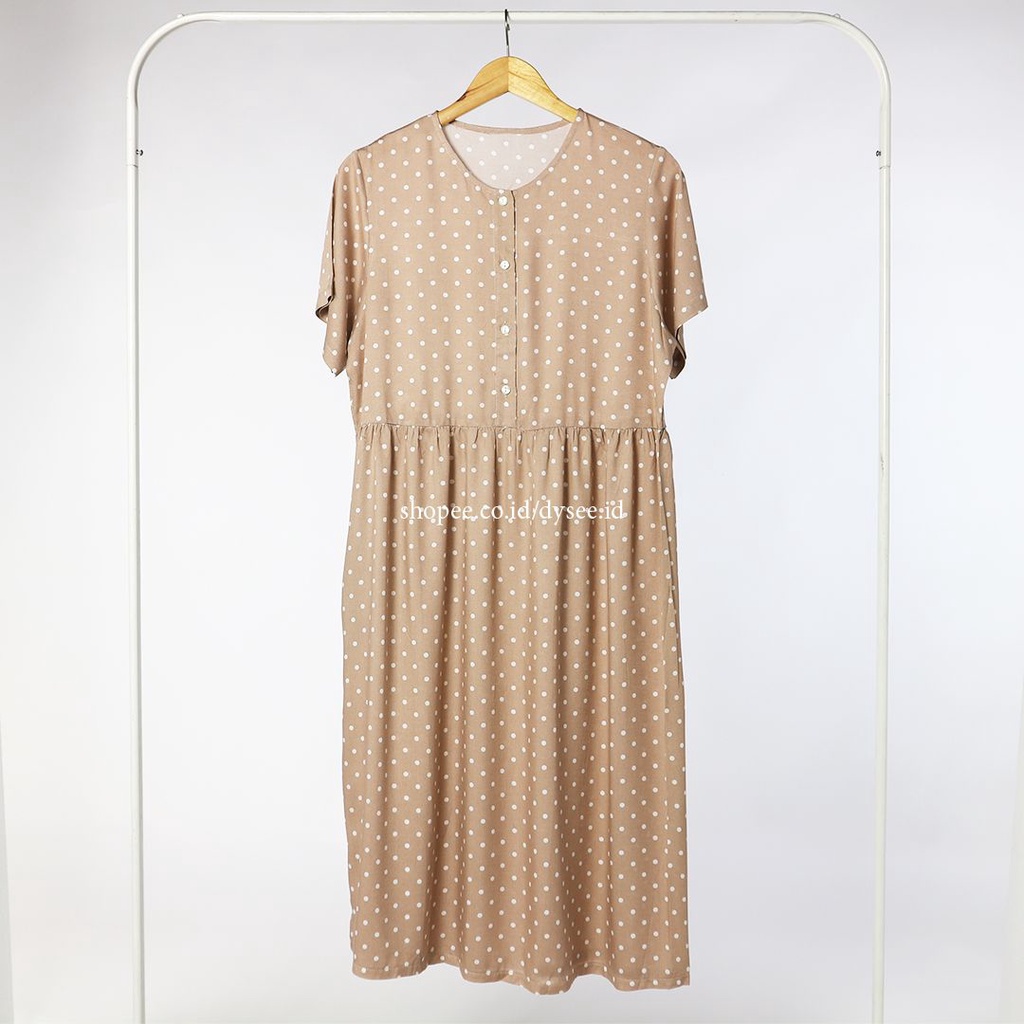 (KATLEEN) HOMEDRESS RAYON BUSUI FRIENDLY SLEEPWEAR COTTON RAYON-Polka Mocca