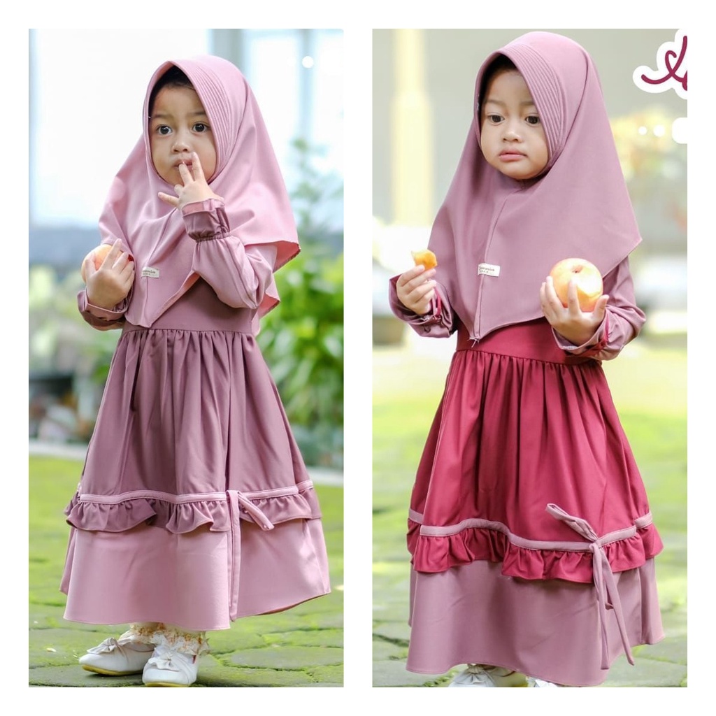 SET GAMIS ANAK PEREMPUAN DRESS SETELAN HIJAB JILBAB KHIMAR BAJU BUSANA MUSLIM KIDS BABY BAYI COUPLE 