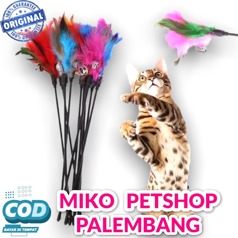 Mainan Kucing Stick Bulu Gagang Hitam