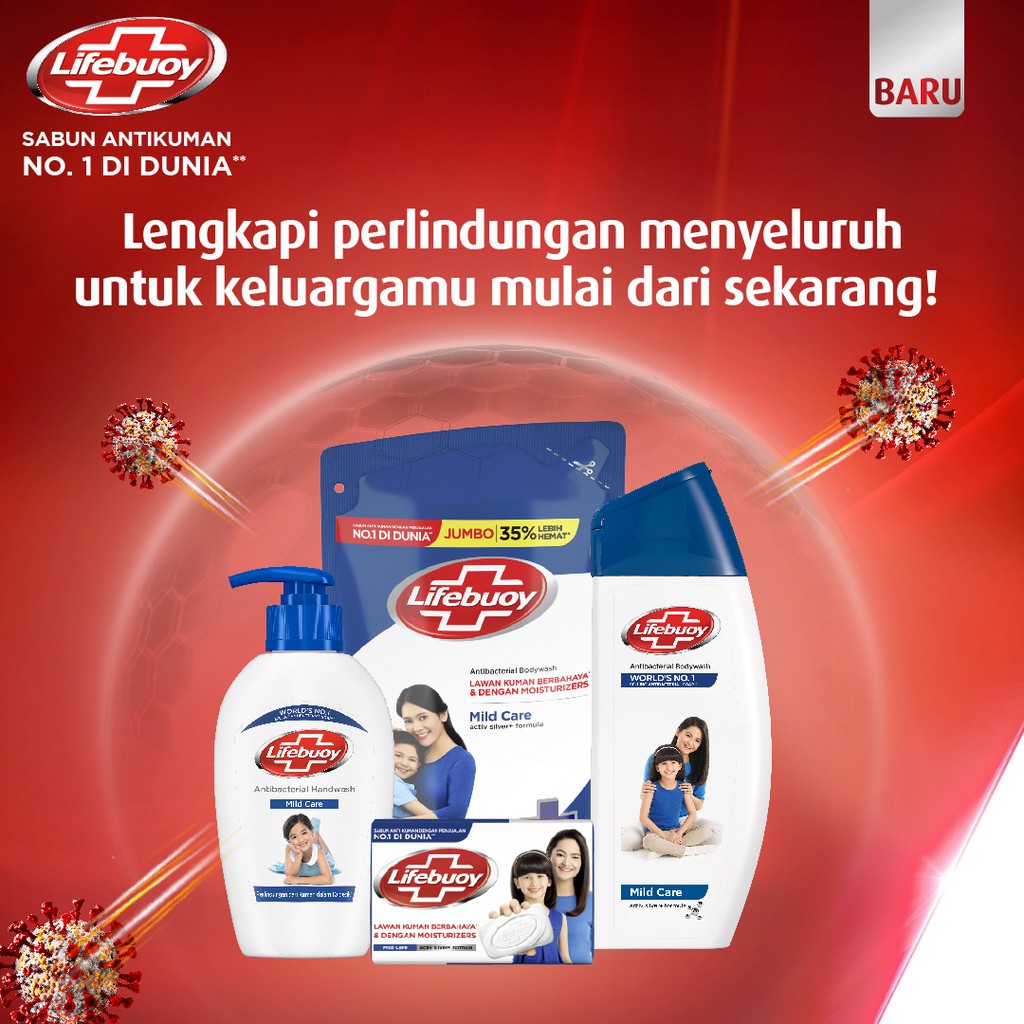 Lifebuoy Sabun Mandi Cair Anti Bacterial Body Wash Mild Care 100% Lebih Kuat Lawan Kuman Berbahaya &amp; 10x Moisturizer 500 mL