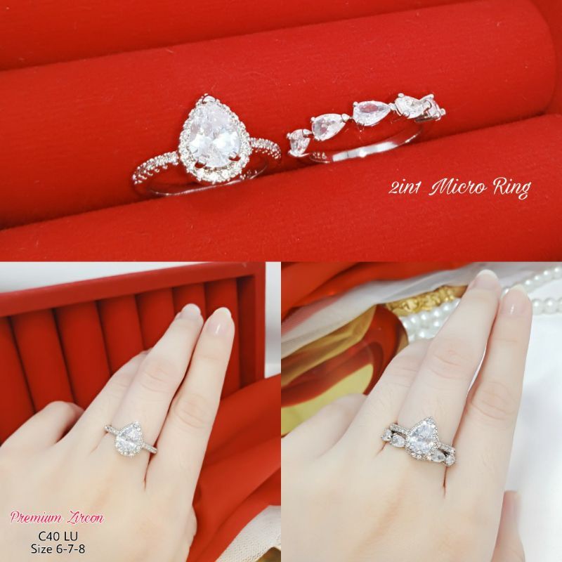 CINCIN SILVER PERMATA SATU PREMIUM XUPING - CINCIN EMAS SILVER PERMATA ZIRKON - CINCIN WANITA DEWASA