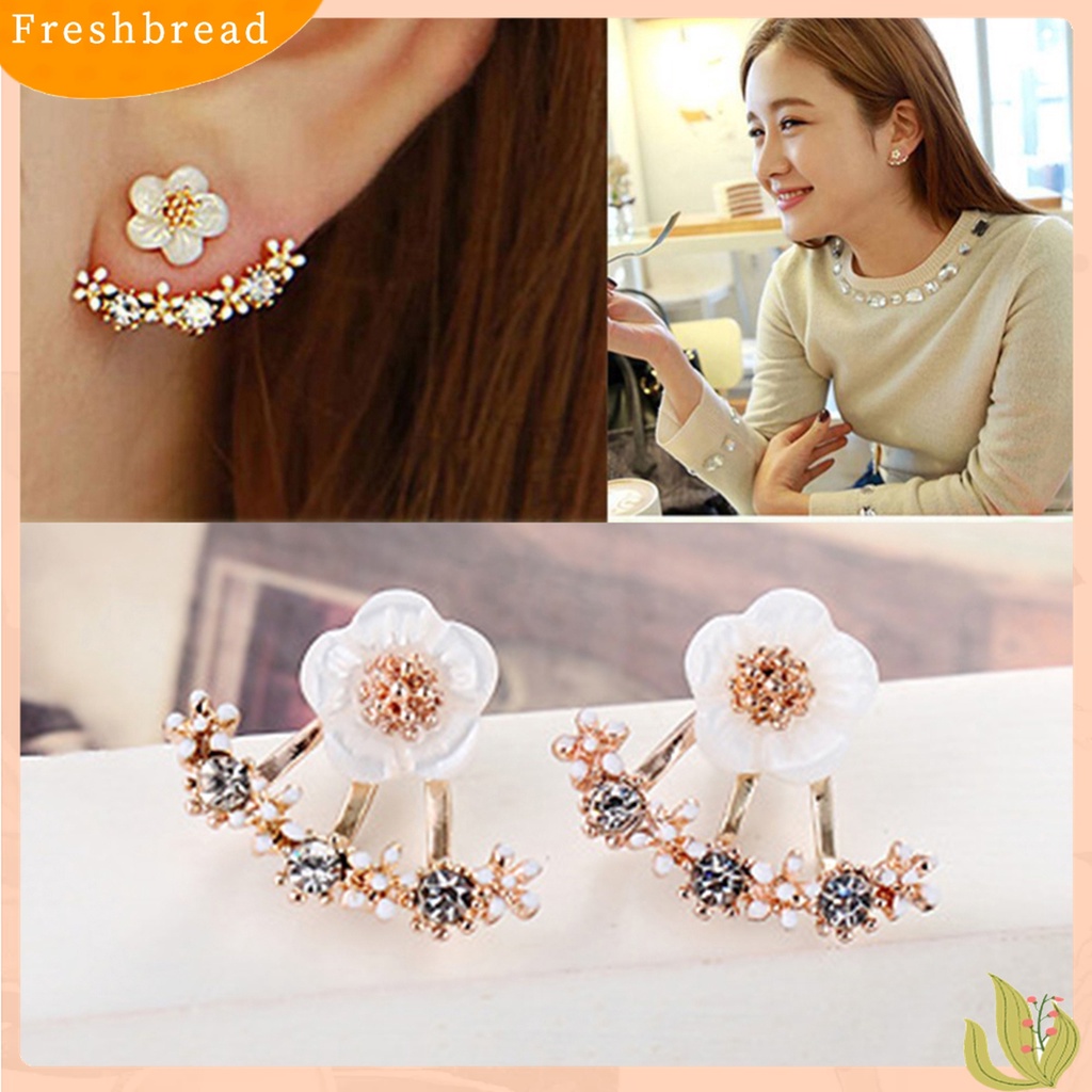 [Fresh] Anting Tusuk Motif Bunga Daisy Hias Berlian Imitasi Berkilau untuk Wanita