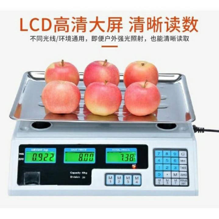 Timbangan Digital 30kg Digital Computing Scale 30Kg Double Display Timbangan Digital Perhitungan Timbangan Buah Sayur Daging Sembako Dan Laundry