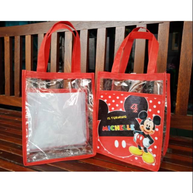 

Goodiebag ultah anak tema mickey model kantong mika