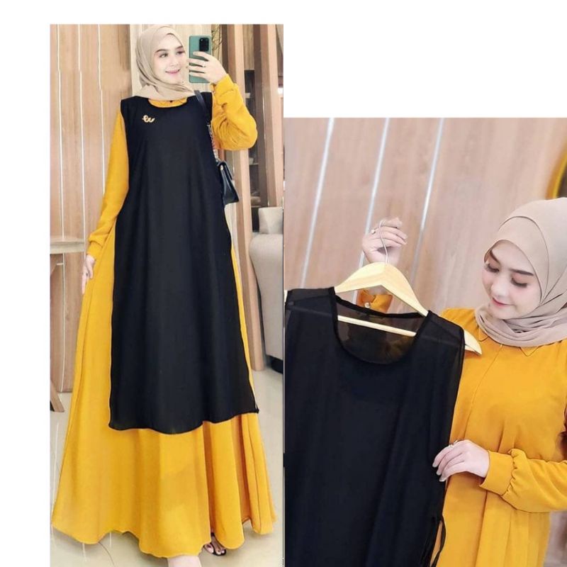 set gamis katrine/ set Gamis rompi  / set gamis rompi ceruty