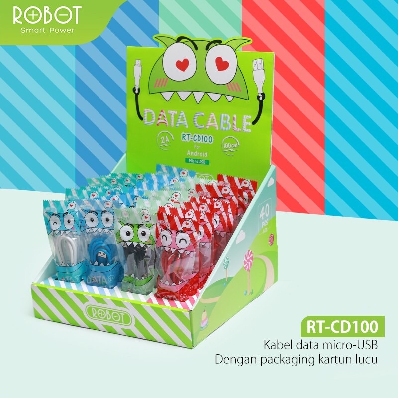 ROBOT Kabel Data CD100 Android Micro USB 1M Data Cable Original - Garansi Resmi 1 Tahun