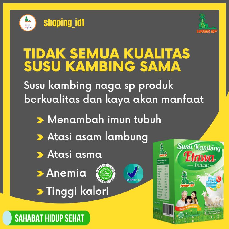 

susu kambing etawa (original )naga sp 150 gr sachet bpom