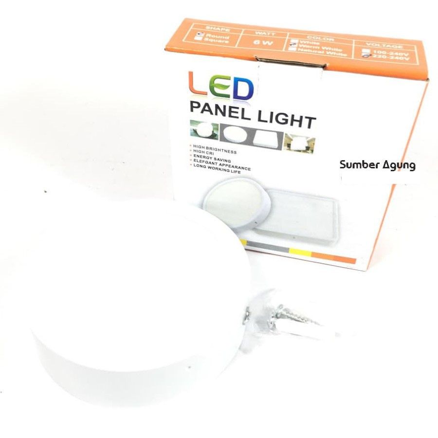 Downlight Panel LED Light Kuning Warm White Tempel 6W Round Bulat