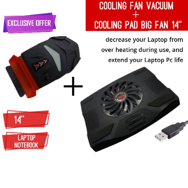 Cooling pad vacuum NCV001 + cooling pad big fan ACE COOLING samoon 14&quot; hitam