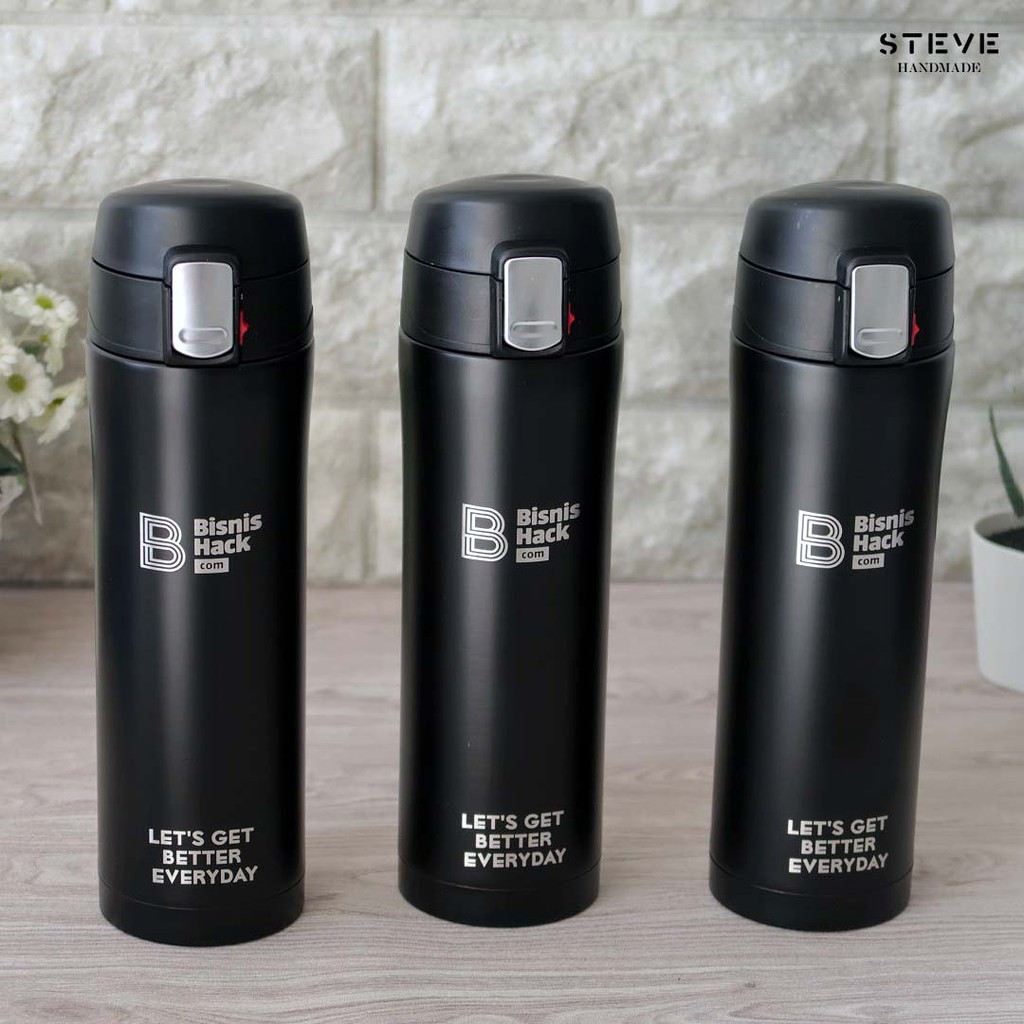 Botol minum stainless termos vacuum tumbler travel mug TM0329 Black