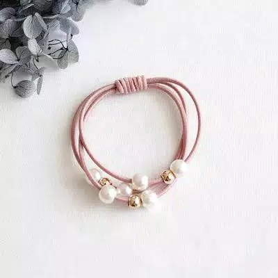 KARET IKAT RAMBUT MUTIARA 1966 WARNA WARNI KARAKTER KOREA JEPIT GULUNG KUCIR MURAH KUNCIRAN CANTIK-PINK MUDA mutiara