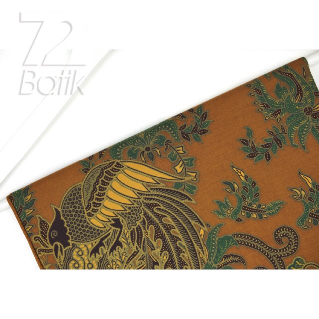 KAIN BATIK KATUN Premium Motif Burung Warna Rona Kuning Orange 721548 Cap 72 Jarik Jarit Samping Kebat Panjang Batik Katun Modern Premium Bahan Seragam Batik Pernikahan Kantor Keluarga Murah Kamen Jadi Batik Bali Lembaran