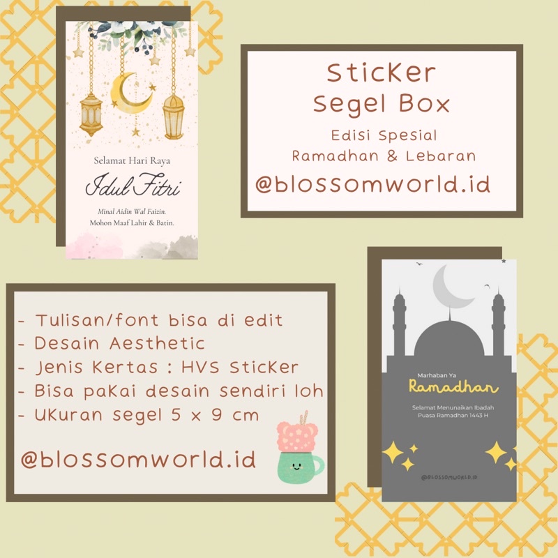 

[SPESIAL] Sticker Segel Box Edisi Ramadhan / Segel Box Hampers / Segel Box Aesthetic