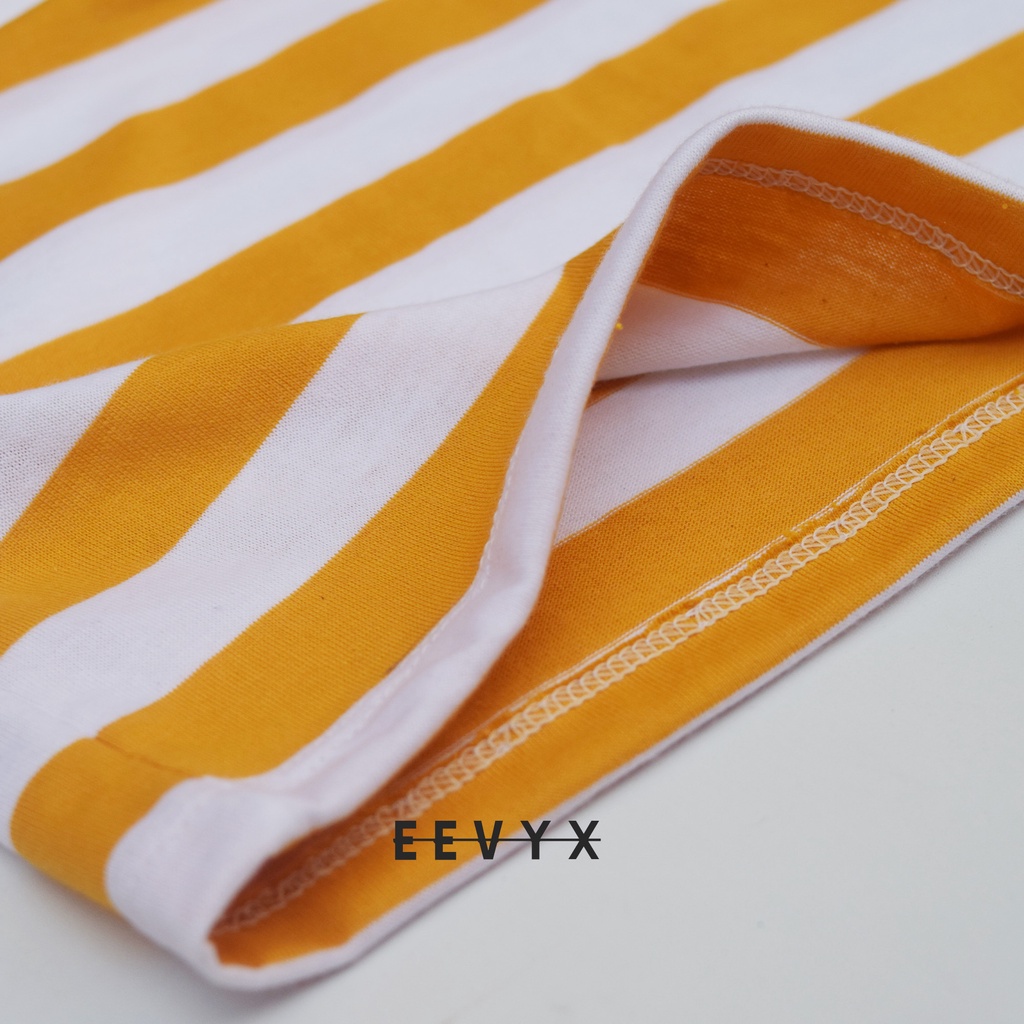 Kizzu Baju Kaos Distro Anak Laki Laki Umur 1-12 Tahun Bahan Cotton - Strip / Salur Kuning - Eevyx Store