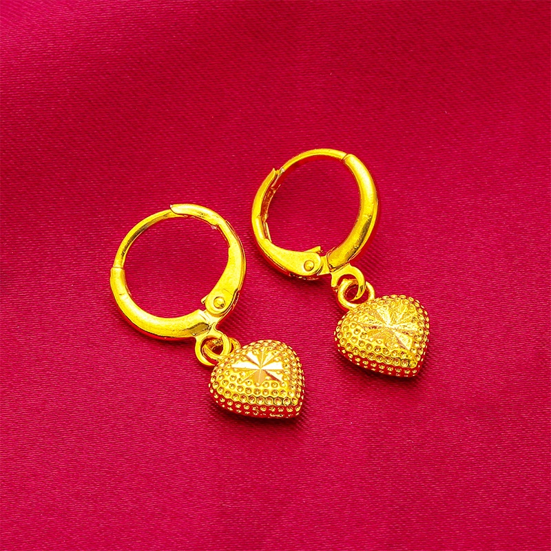 Set Kalung Anting Liontin Hati Kecil Lapis Emas Asli Kadar 375 Untuk Aksesoris Perhiasan Wanita