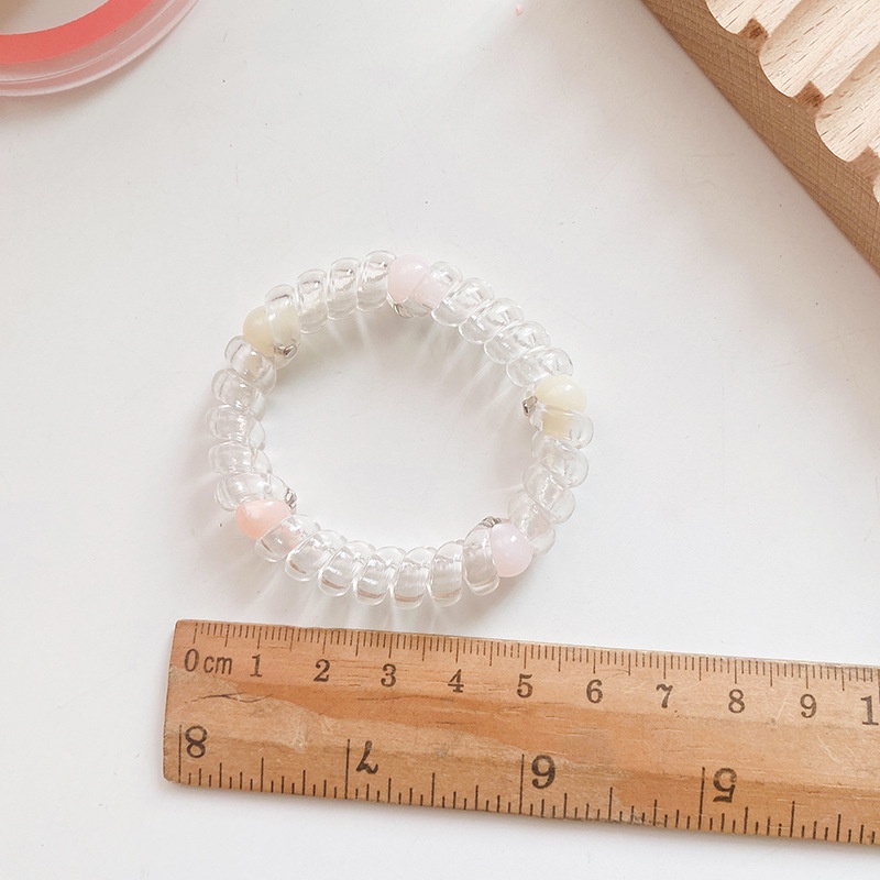 Candy Jewelry Fashion Korea Telephone line Hairbands Transparent Bead Headbands Elastic Hair Ties Scrunchies for Women and Girls